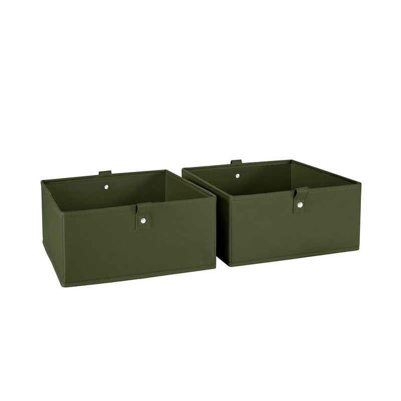 RiverRidge Kids 2pc Folding Storage Bins Set - 10.5â€ Bin Organizer with Handles - Olive Closet Organizer and Storage for Toys, Games, Shoes - Foldable Cube Storage Organizer Bins for Playroom, Nursery - Image 1