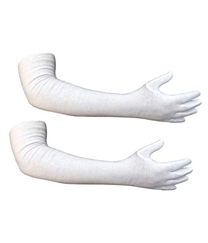 Dressify™ Men & Women White Cotton Full Hand Biking and Driving Dust and Sun Protection Gloves|Arm Sleeves Perfect for Cycling, Driving, Running, Basketball, Football & Outdoor Activities (Pack of 2) - Image 2