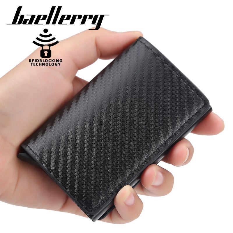 بايلليري حافظة بطاقات رجالية من baellerry بحماية RFID ضد المسح، محفظة للعمل والتنقل باللون الأحمر - Image 2