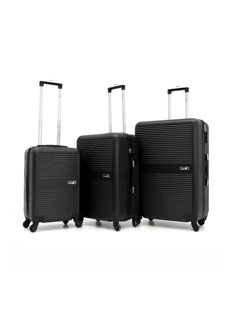 MELIFE Hardshell Luggage Trolley Bag 3 Pieces Set With Spinner Wheels,Black (S-20inch,M-24inch,L-28inch) - Image 1