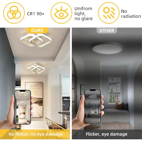 ELEPHANTBOAT® 22W Chandelier Lights for Ceiling, Modern Ceiling Lights LED Acrylic Minimalism Square LED Ceiling Lamps for Hallway Office Bedroom Kitchen Living Room - Image 4