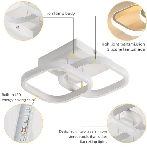 ELEPHANTBOAT® 22W Chandelier Lights for Ceiling, Modern Ceiling Lights LED Acrylic Minimalism Square LED Ceiling Lamps for Hallway Office Bedroom Kitchen Living Room - Image 5