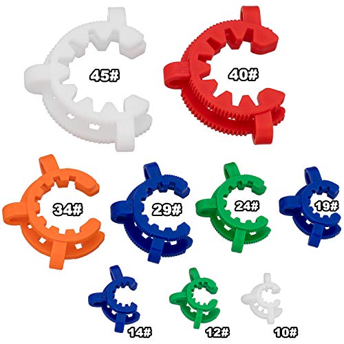 OIIKI 9 PCS Plastic Joint Clips Set, Clamp Lab Clips for Glass Standard Conical Interface Clip Ground Glass Joint (10mm,12mm,14mm,19mm,24mm,29mm,34mm,40mm,45mm) - Image 2