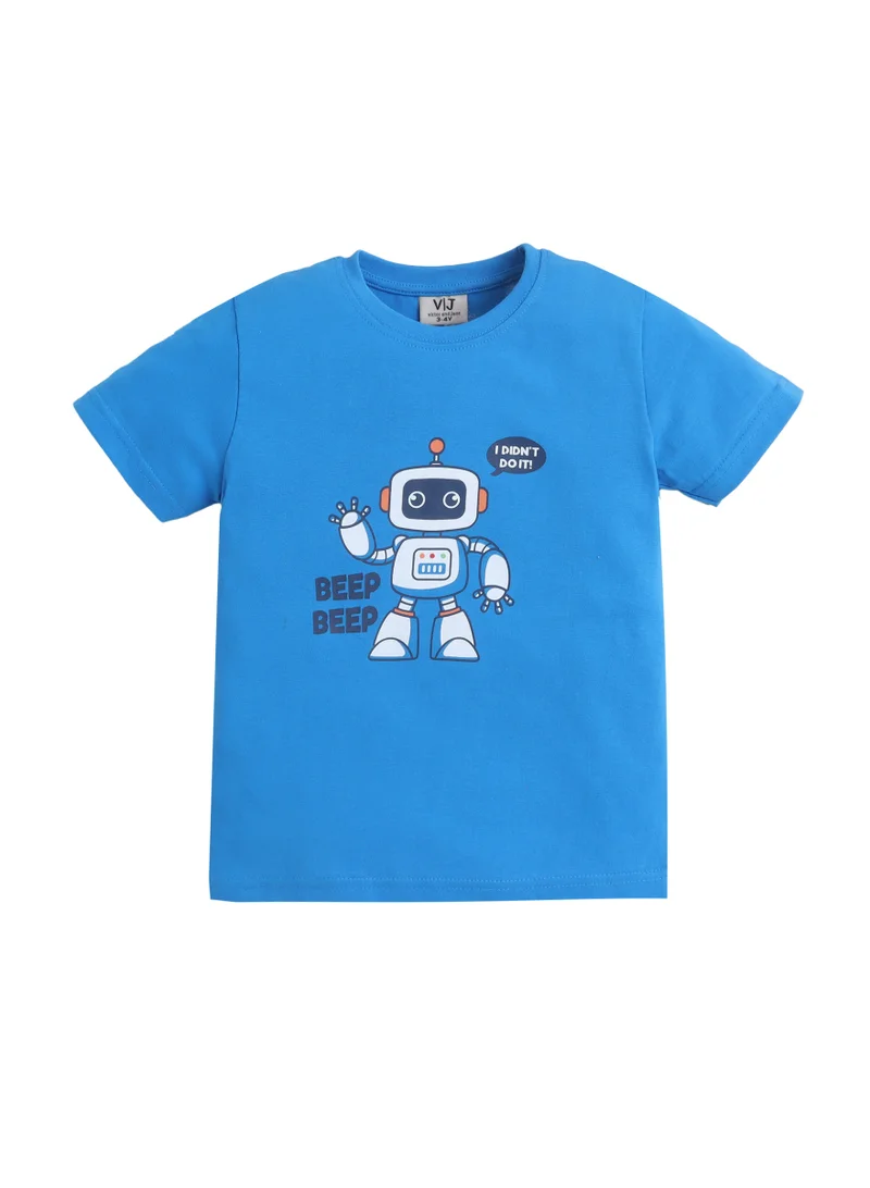 Victor And Jane  Boys Robot Graphic Cotton Pajama Set – T-Shirt & Pajama Pants Nightwear for Men | Best Price UAE