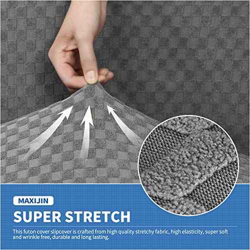 MAXIJIN Jacquard Futon Cover Stretch Armless Futon Sofa Cover Soft Futon Slipcover with Elastic Bottom Thick Sofa Bed Furniture Protector Covers, Machine Washable (Light Gray) - Image 5