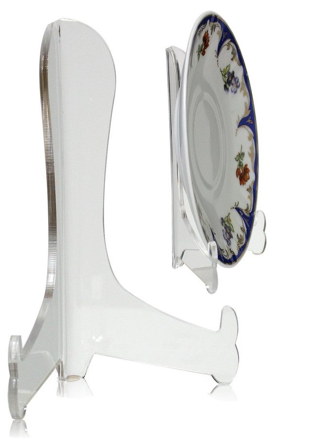 BANBERRY DESIGNS Clear Acrylic 4" Easels - Set of 6 - Functional Fixed Position Easels - Tabletop Display Stands for Plates Pictures Books Plaques Tiles Tablets Etc - Protective Scratch Proof Film - Image 5