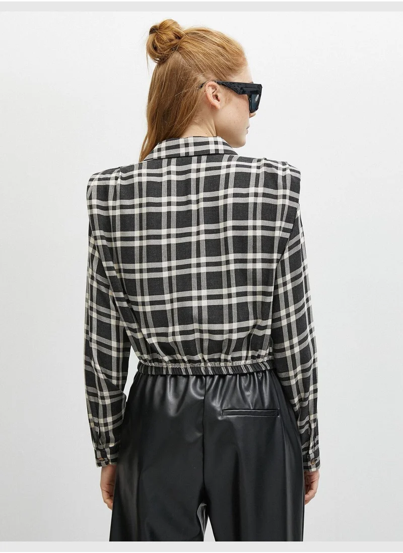 KOTON Shoulder Pad Check Shirt