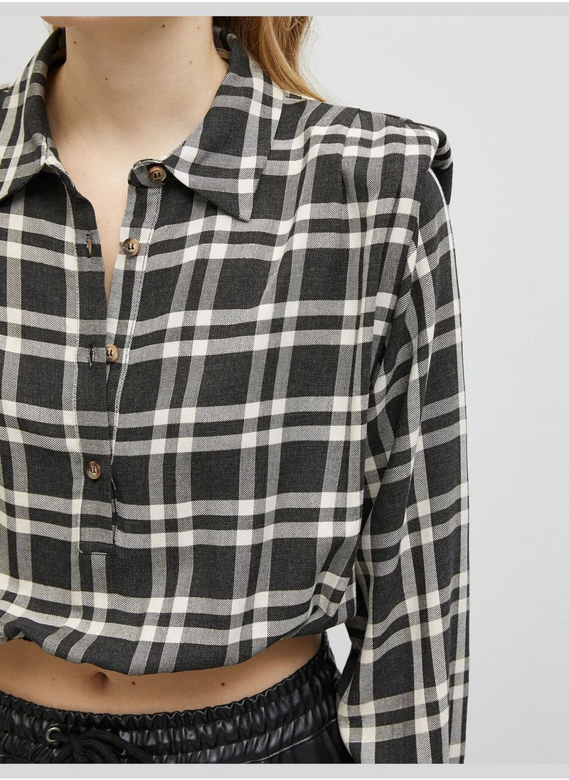 KOTON Shoulder Pad Check Shirt