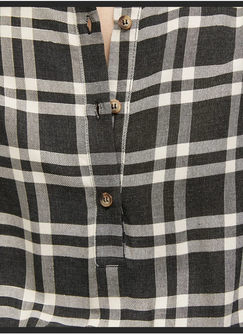 KOTON Shoulder Pad Check Shirt