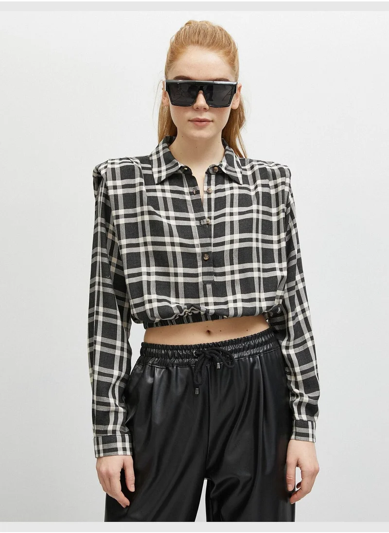 KOTON Shoulder Pad Check Shirt