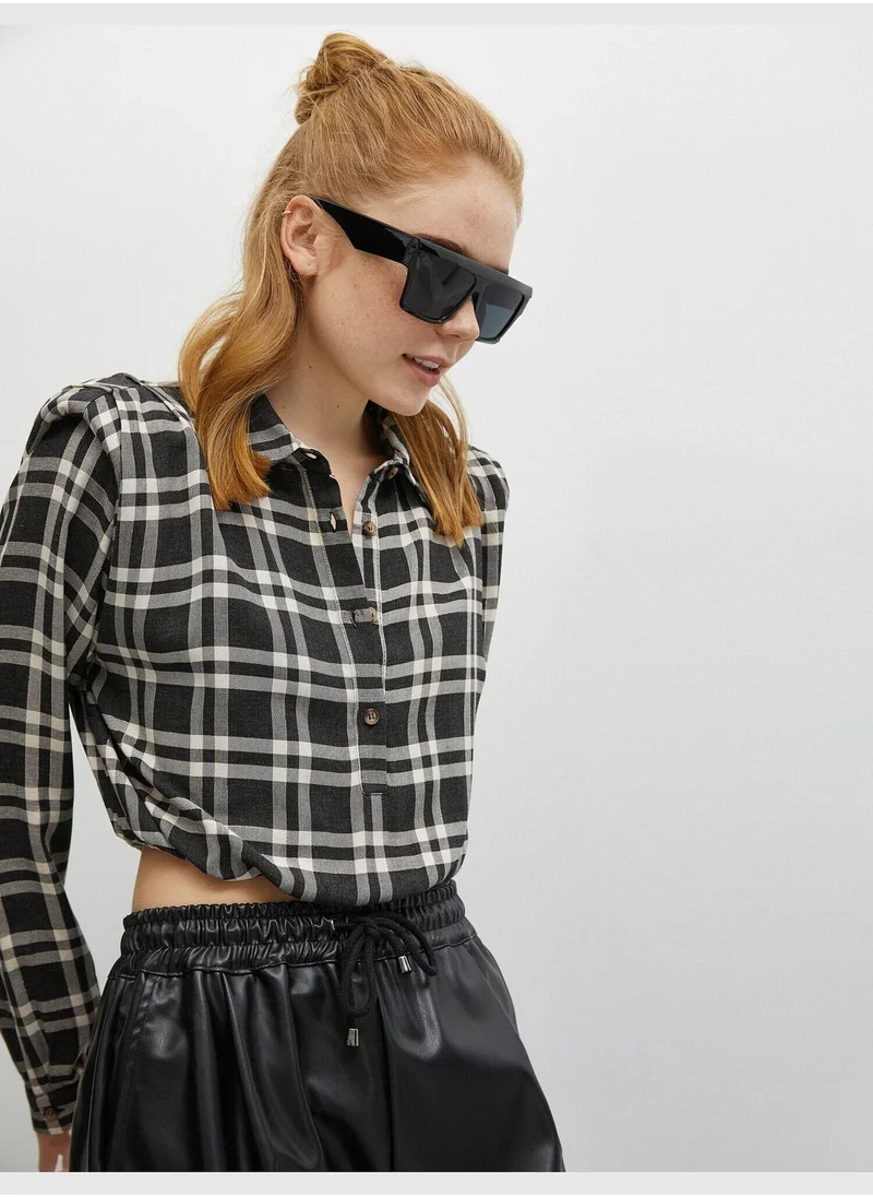 كوتون Shoulder Pad Check Shirt