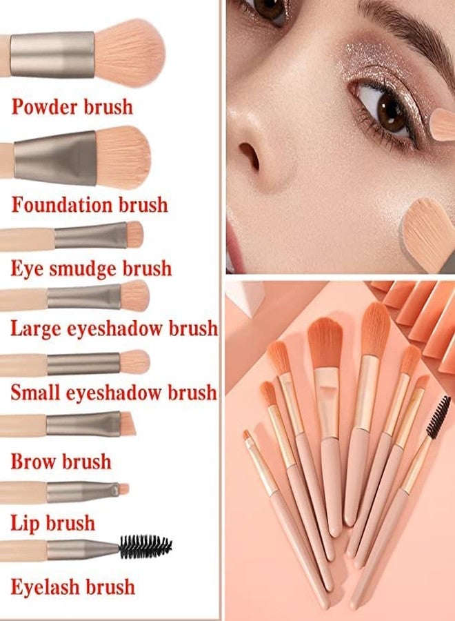 VishBin Makeup Brushes with Bag, 8PCS Professional Makeup Brush Set, Travel Size Cosmetic Brushes Kit for Face Foundation Blush Eye Shadow, Wooden Handle Synthetic Bristle - Image 2