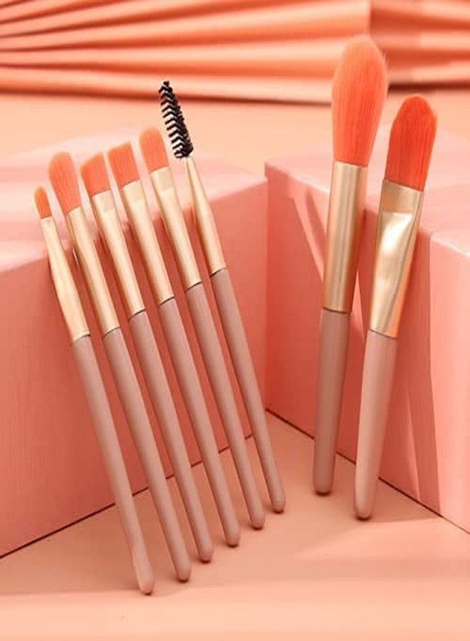 VishBin Makeup Brushes with Bag, 8PCS Professional Makeup Brush Set, Travel Size Cosmetic Brushes Kit for Face Foundation Blush Eye Shadow, Wooden Handle Synthetic Bristle - Image 1