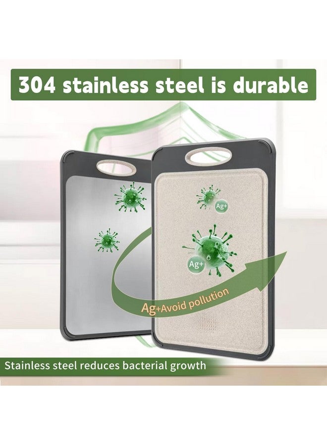 Newraturner Cutting Board Double Sided,Large Stainless Steel Cutting Boards,Wheat Straw Cutting Boards for Kitchen,for Meat, Veggies, Fruits, with Easy Grip Handle,Dishwasher Safe (1, Large) - Image 4