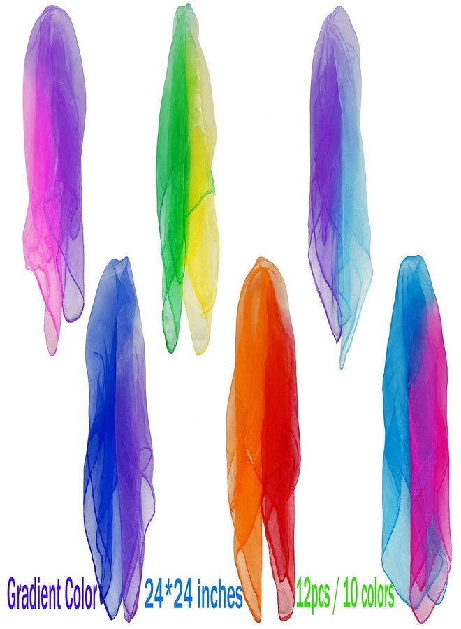 Lolakee Dance Scarves for Kids: Juggling Scarves, 12 Pcs, 24" x 24", Toddler, Unisex, Multicolored, Rainbow Theme - Image 2