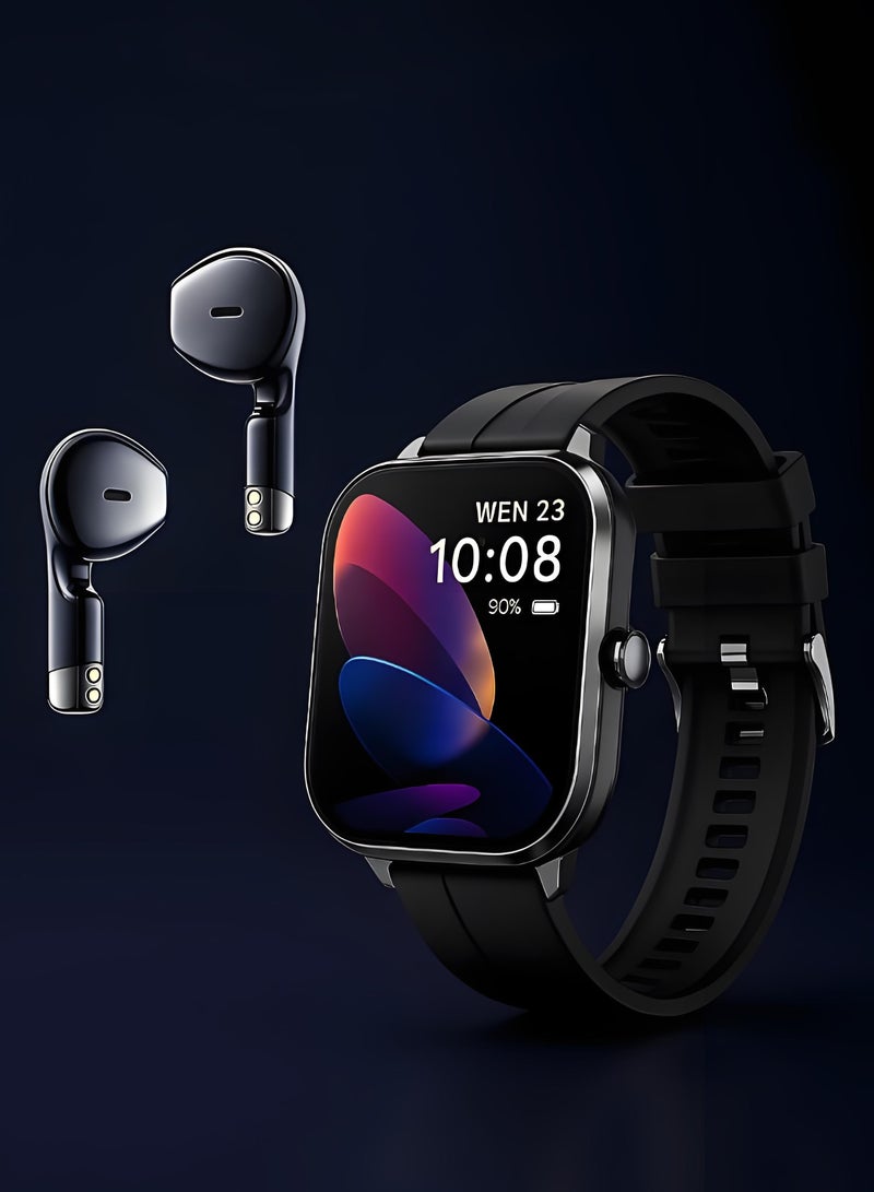 Smartwatch with TWS Earbuds – Bluetooth Wireless Headset, Fitness Tracker, Health Monitor, Music Player, Bluetooth Calling - Image 1