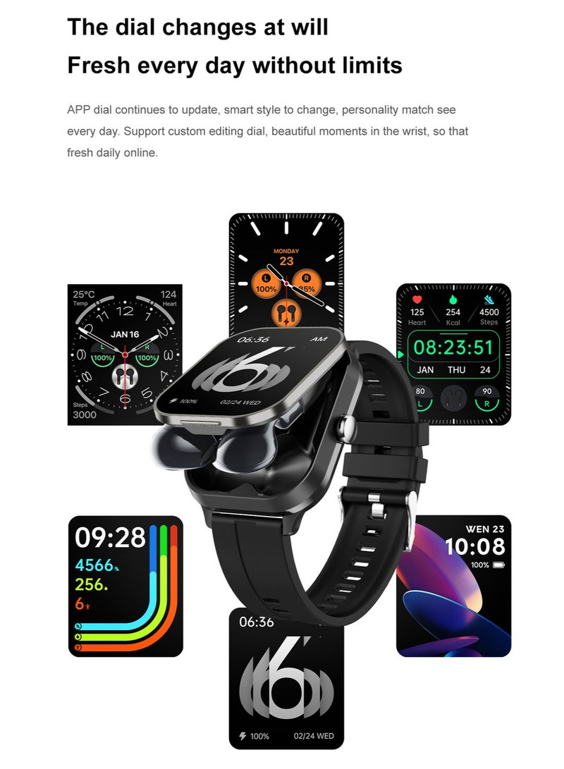 Smartwatch with TWS Earbuds – Bluetooth Wireless Headset, Fitness Tracker, Health Monitor, Music Player, Bluetooth Calling - Image 3