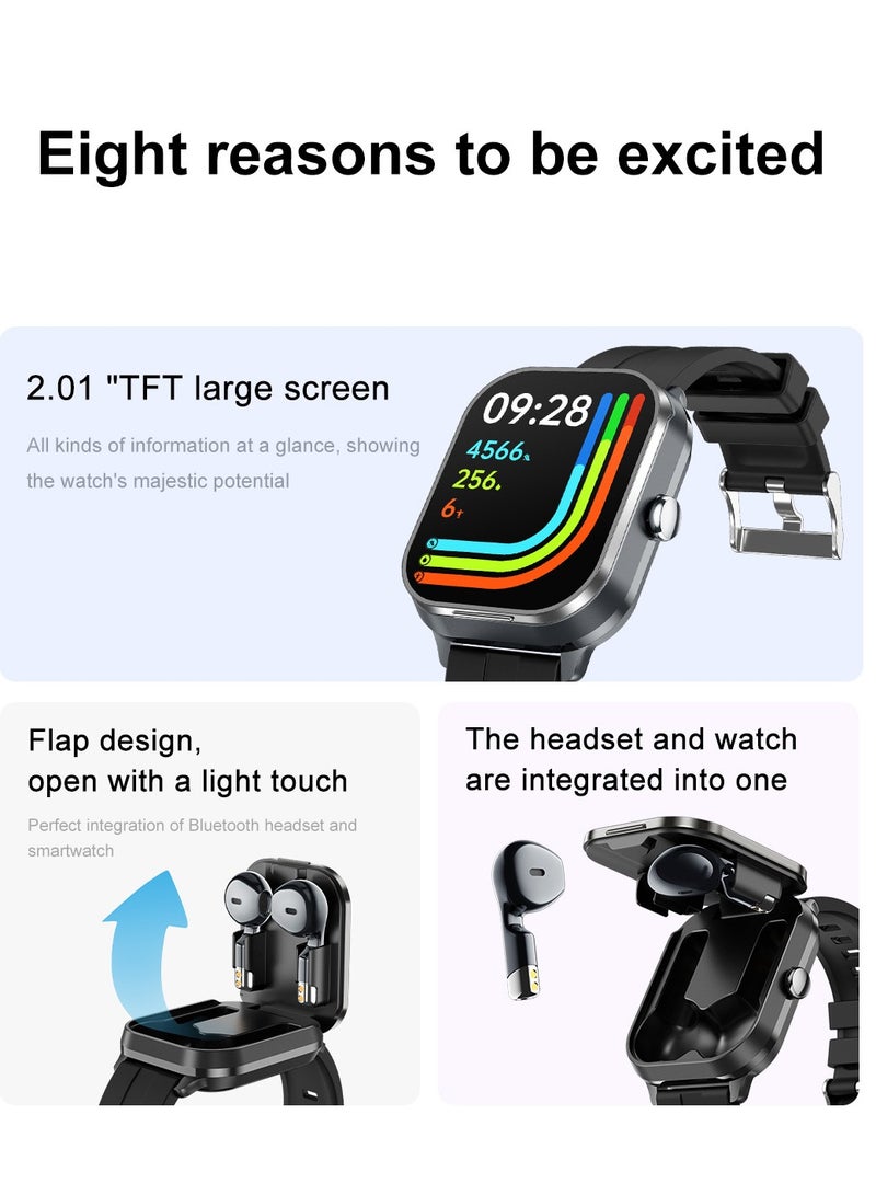 Smartwatch with TWS Earbuds – Bluetooth Wireless Headset, Fitness Tracker, Health Monitor, Music Player, Bluetooth Calling - Image 4
