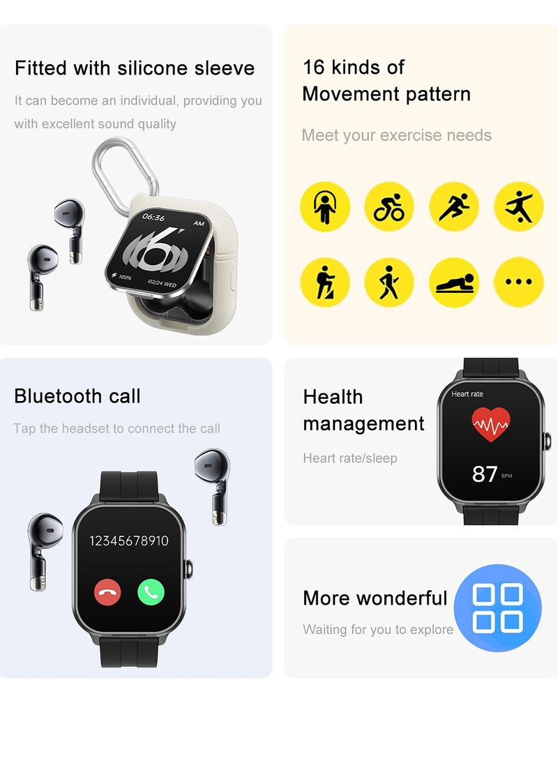 Smartwatch with TWS Earbuds – Bluetooth Wireless Headset, Fitness Tracker, Health Monitor, Music Player, Bluetooth Calling - Image 5