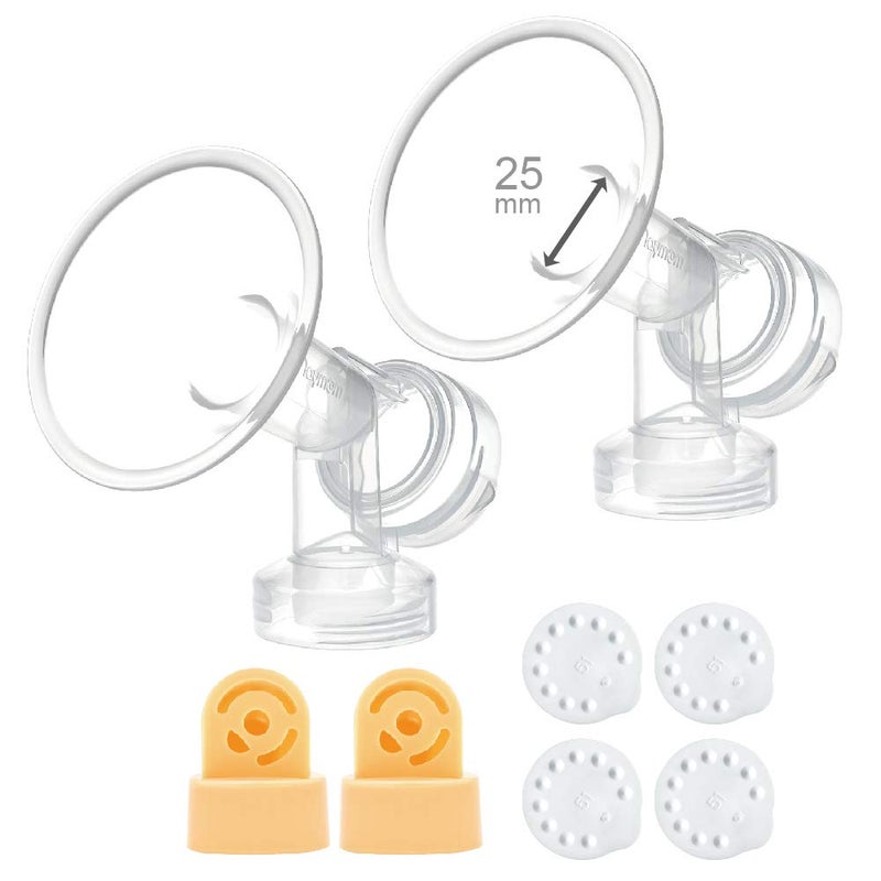 Maymom Brand 25 mm 2xOne-Piece Breastshield w/Valve and Membrane Compatible with Selected Medela Breast Pumps; Medium Shield - Image 1
