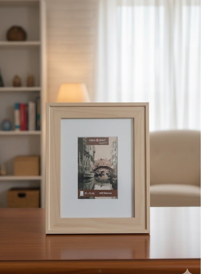 طقم إطارات صور خشبية عدد 2 مقاس 20 × 16.6 سم، لون بيج، إطار صور من MDF مع قاعدة وتعليق حائط للعرض على الطاولة أو الحائط - Image 4