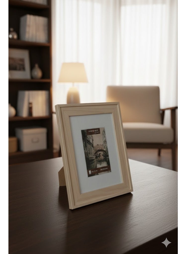 طقم إطارات صور خشبية عدد 2 مقاس 20 × 16.6 سم، لون بيج، إطار صور من MDF مع قاعدة وتعليق حائط للعرض على الطاولة أو الحائط - Image 3