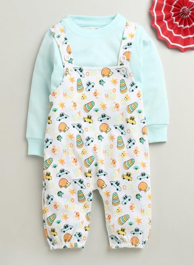 BUMZEE Boys Cotton Full Sleeves Romper White & Sky Blue - 0-3 Months (Peb10931B-wht) - Image 5