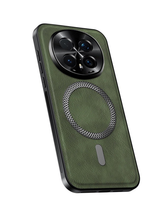 general Magnetic Case Compatible with Honor Magic 8 Pro, PU Leather Case [Support Wireless Charging] Camera Lens Protection Shockproof Protective Cover for Honor Magic 8 Pro