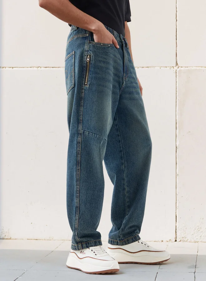 Lee Cooper Lee Cooper Men Baggy Fit Mid-Rise Zip Pocket Jeans