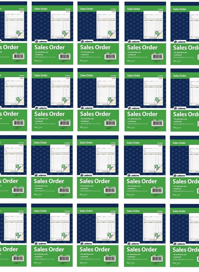 ADAMS دفتر طلبات المبيعات، 2 جزء، بدون كربون، أبيض/كناري، 5-9/16 × 8-7/16 بوصة، 50 مجموعة لكل دفتر (DC5805) (20) - Image 1
