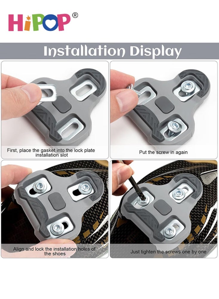HIPOP Road Bike Pedals Compatible with Look Keo, Bicycle Shoe Chocks, 4.5° Adjustable Angle for Road and Race Cyclists (Grey) - Image 3