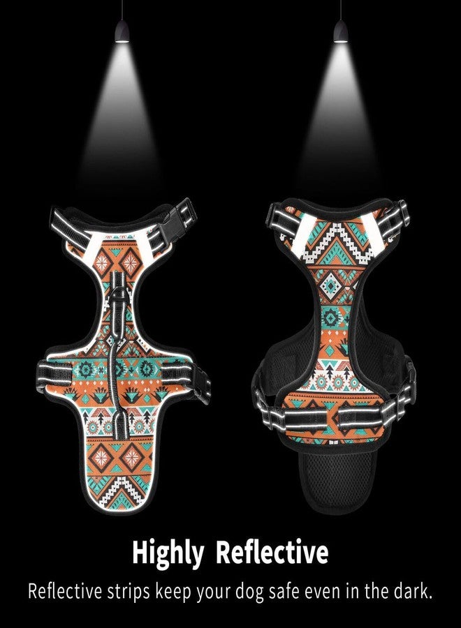 xigua Aztec Geometric Dog Harness, No Pull Pet Vest Harness Reflective Breathable Small & Medium Dog Harness with Nylon Handle - Image 2
