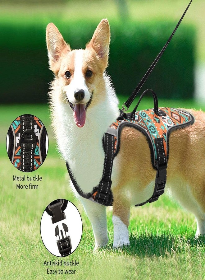 xigua Aztec Geometric Dog Harness, No Pull Pet Vest Harness Reflective Breathable Small & Medium Dog Harness with Nylon Handle - Image 4