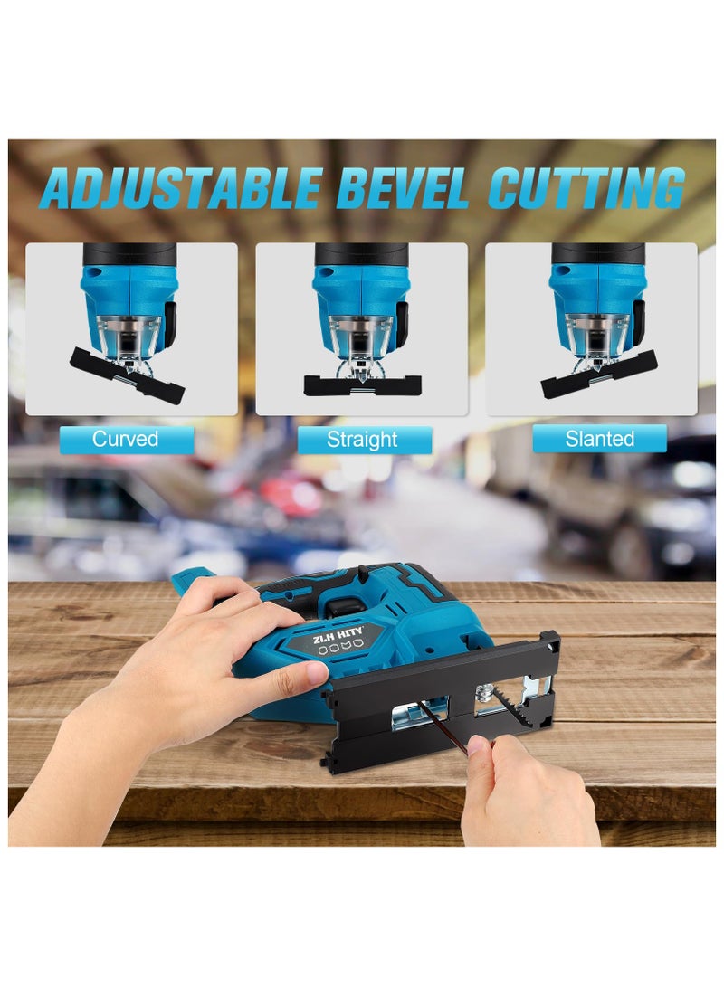 ZLH HITY 21V Cordless Jigsaw, Cordless Jigsaw Tool Brushless Motor, Variable Speed, Bevel Angle (0°-45°), LED Light with 3 Position Orbital Setting for Straight/Curve/Circle/Cutts (2 Batteries) - Image 3