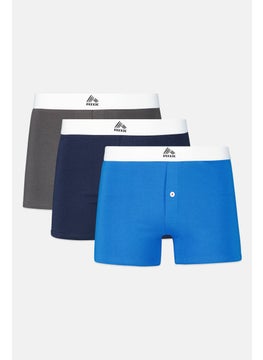RBX Men 3 Pcs Brand Logo Boxer Brief, Navy/Grey/Blue  - Image 1