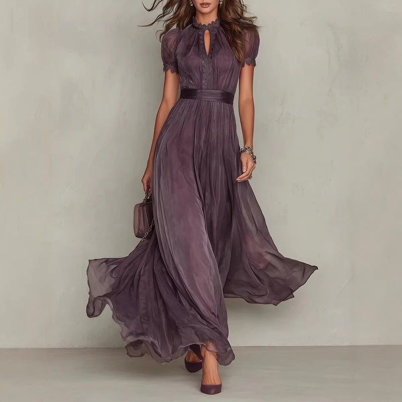 2026 Spring New V-Neck Waist-Cinching Ruffle Elegant Dress Women'S Fashion Printed Dress - Image 2