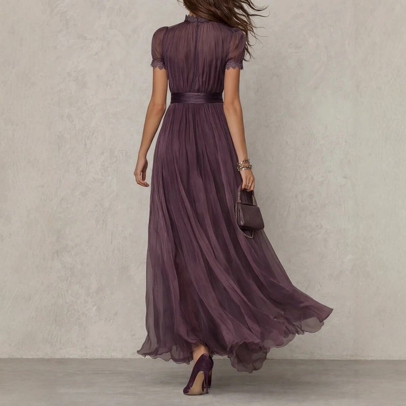 2026 Spring New V-Neck Waist-Cinching Ruffle Elegant Dress Women'S Fashion Printed Dress - Image 3