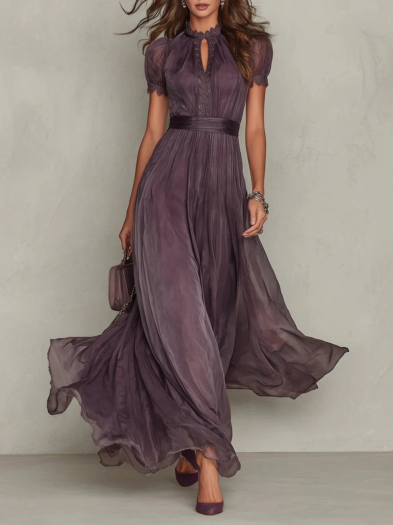 2026 Spring New V-Neck Waist-Cinching Ruffle Elegant Dress Women'S Fashion Printed Dress - Image 1