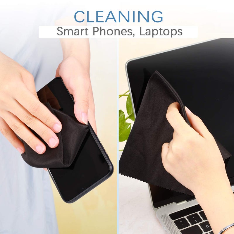 Frienda Frienda 12 Pack Large Microfiber Glass Cleaning Cloths 12 x 12 Inch Oversized Eyeglass Sunglasses Cleaning Cloths for Electronics Glasses Screens and Lenses(Black)  - Image 5