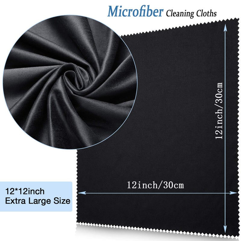 Frienda Frienda 12 Pack Large Microfiber Glass Cleaning Cloths 12 x 12 Inch Oversized Eyeglass Sunglasses Cleaning Cloths for Electronics Glasses Screens and Lenses(Black)  - Image 2