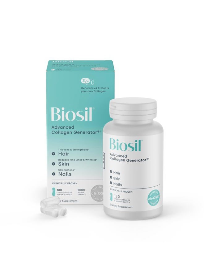 BIOSIL Collagen Generator - 180 Liquid Capsules - with Patented ch-OSA Complex - Generates & Protects Your Own Collagen - GMO Free - 180 Servings - Image 1