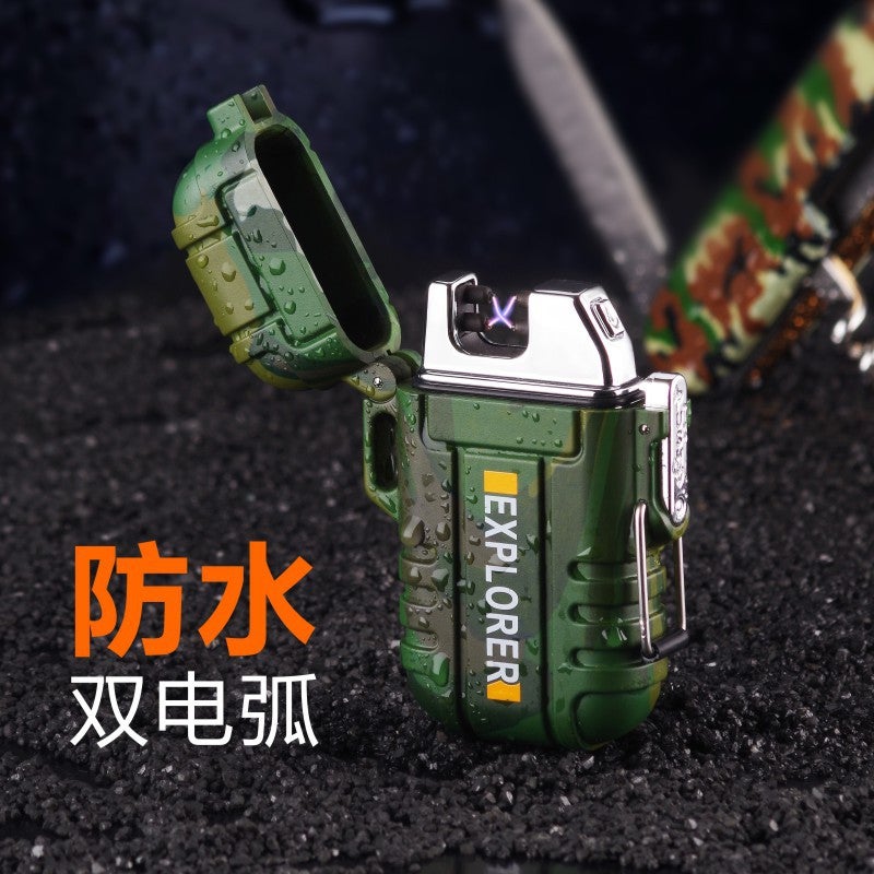 Outdoor Portable F12 Camouflage Electronic Waterproof Double Arc Charging Lighter Windproof Usb Cigarette Lighter Sale - Image 3