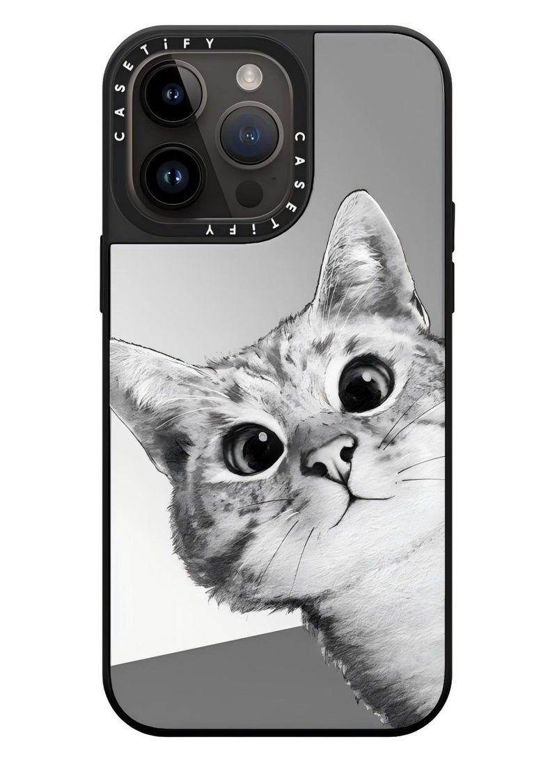 لـ iPhone 15 Pro Max Case Probe Cat غطاء الهاتف الامتصاص المغناطيسي - وجه المرآة - Image 1