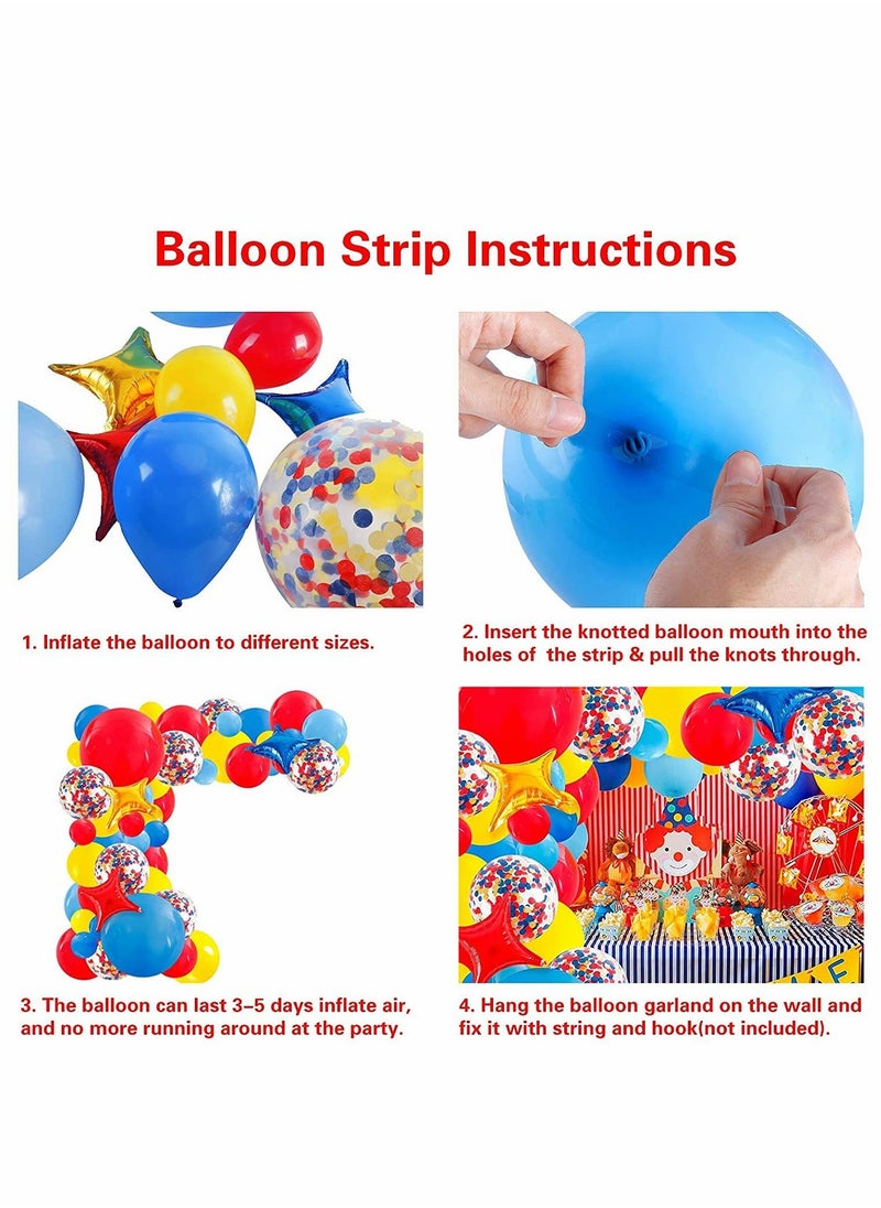 Generic - Carnival Circus Balloon Arch and Garland Kit, 120pcs Red Yellow Blue Rainbow Multicolor Latex Confetti Balloons and Star Foil Balloons, for Baby Shower Paw Birthday Wedding Party Decorations - Image 1
