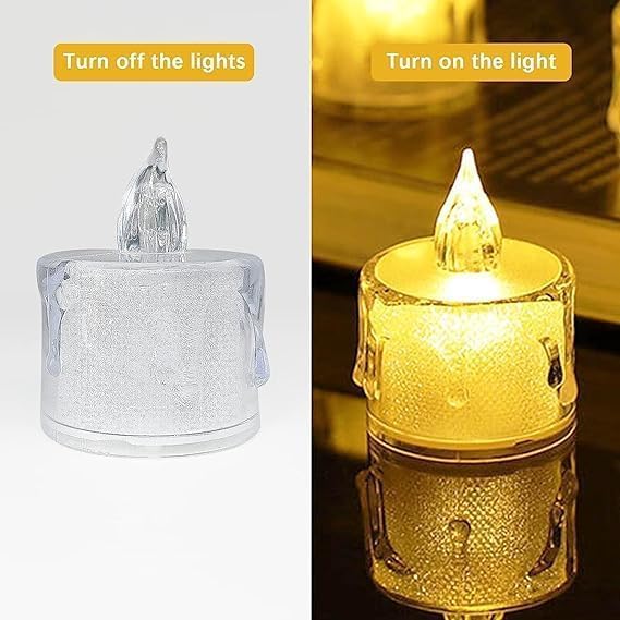 Perpetual شموع LED دائمة لتزيين المنزل 12 قطعة شموع كهربائية بدون لهب وبدون دخان أضواء دييا كريستالية لتزيين المنزل لاحتفالات ديوالي عيد الميلاد رأس السنة الجديدة - Image 5