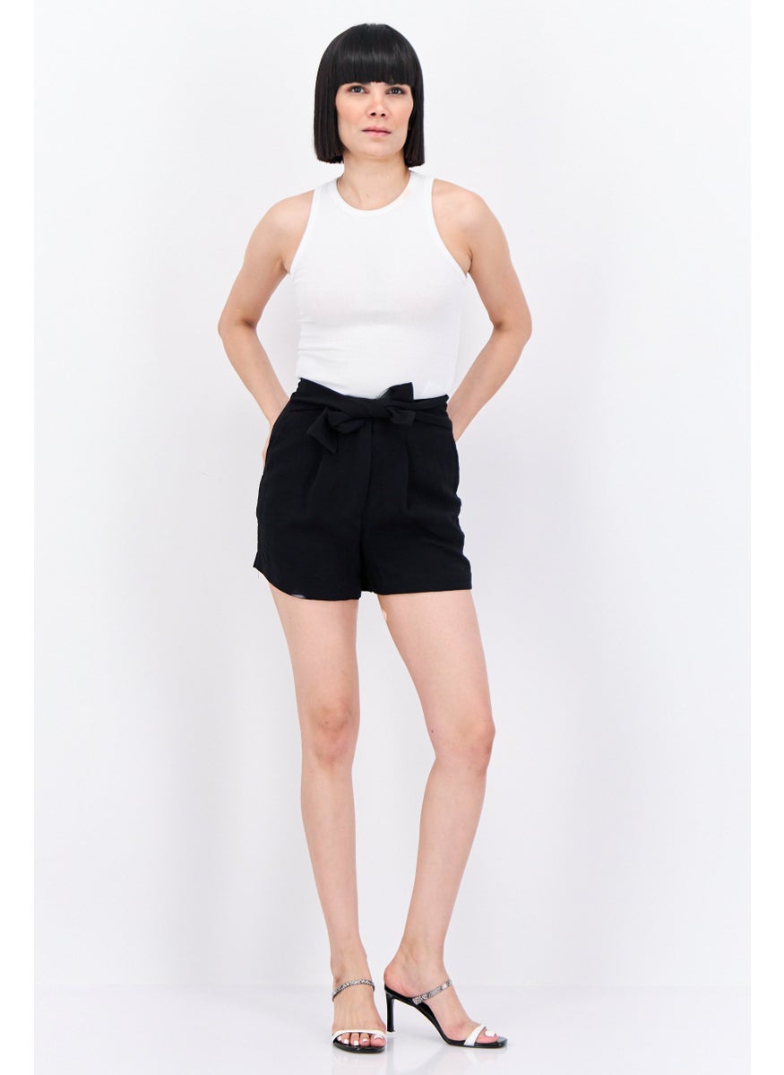 MANGO Women Solid Basic Shorts, Black  - Image 4