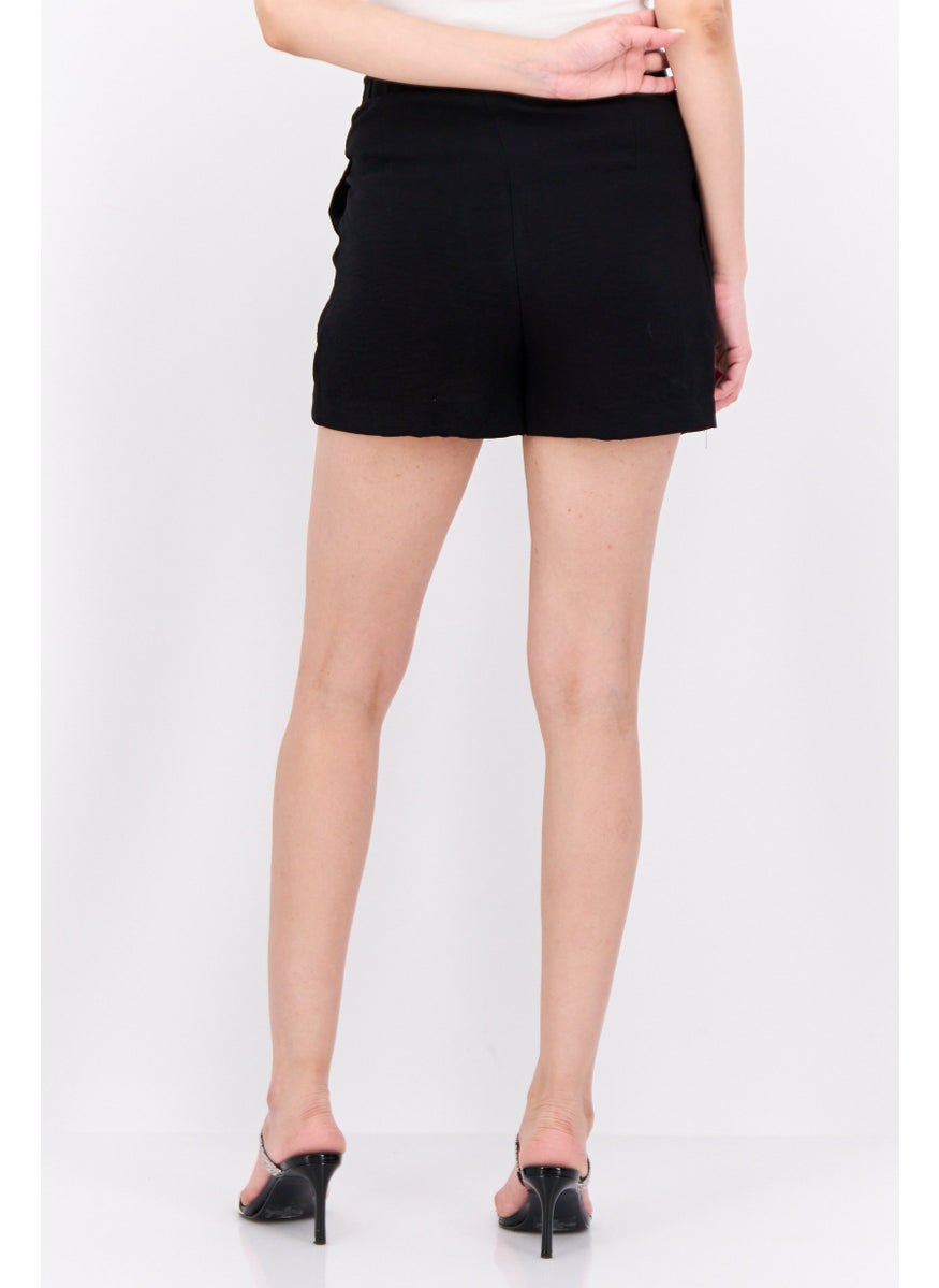 MANGO Women Solid Basic Shorts, Black  - Image 2