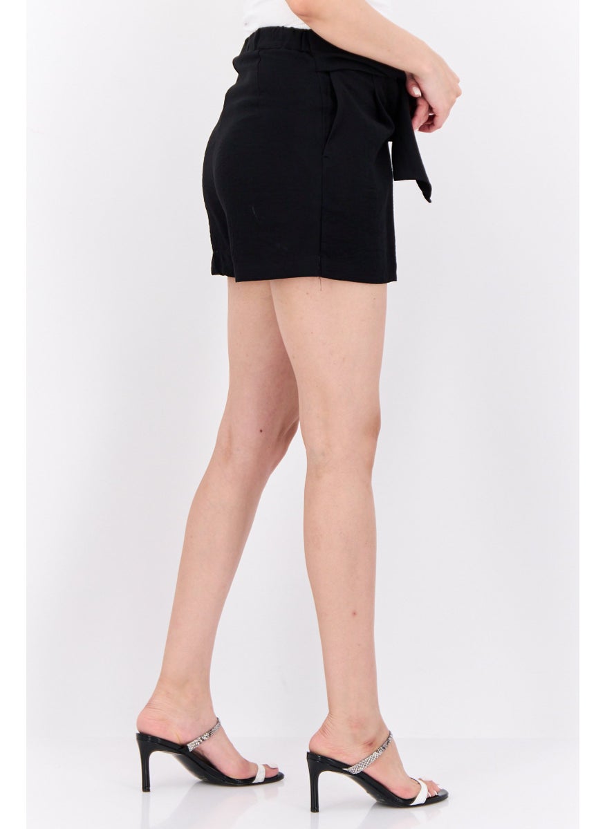 MANGO Women Solid Basic Shorts, Black  - Image 3