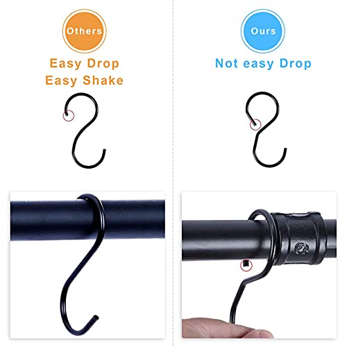 WuGeShop 38 Inch Pot Rack Hanging, Pot Rack Wall Mounted with 10 S Hooks, Kitchen Lids Utensil Spatula Hanger Organizer, Black - Image 5
