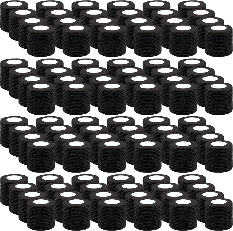 BQTQ 96 Rolls Self Adhesive Bandage Wrap Tape 2 Inch Black Self Adherent Wrap Self Stick Bandage Athletic Wraps Tape Stretch Bandages for Wrist Ankle Swelling Sprains Black - Image 1